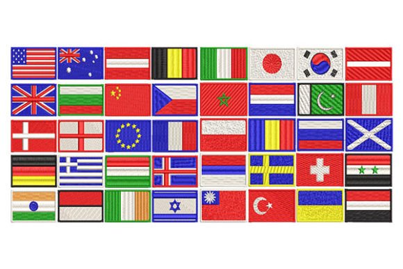 Creative Fabrica Embroidery Design Review: Country Flags