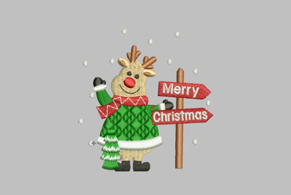 Reindeer with Sign at Christmas Embroidery Review